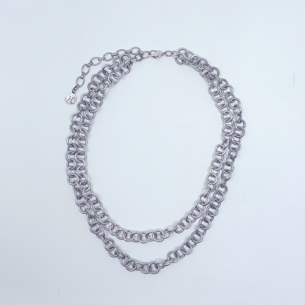 Tommy Hilfiger silver two tier chain necklace